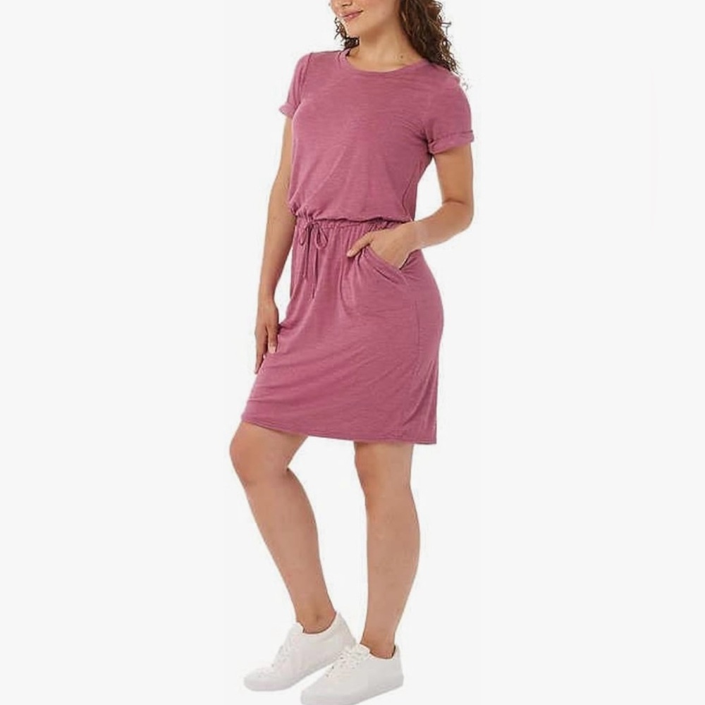 32 Degrees Cool Blue Jersey Knit Drawstring Waist T Shirt Dress Women's Size S - Picture 3 of 8